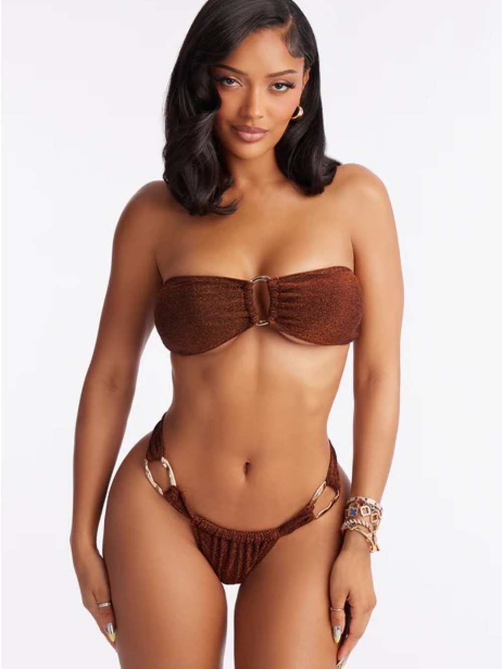 🔥NWT Brown XL Bandeau Bikini
